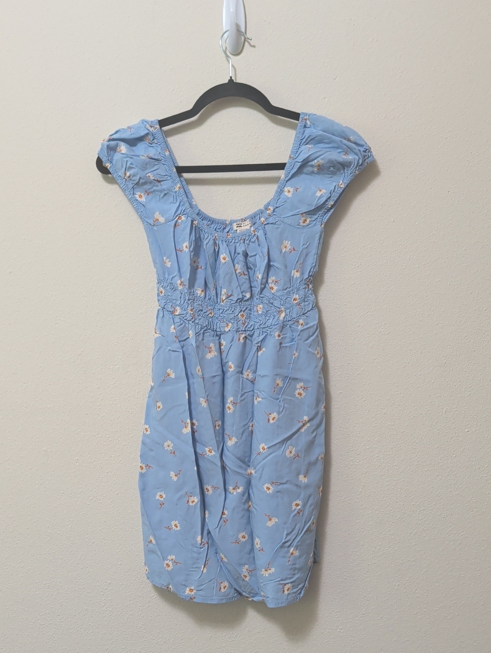 Billabong Light Blue Floral Smocked Midi Dress